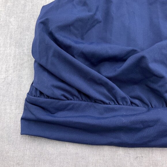 Lands End Tankini Top Women 6 Blue Blouson‎ Pad Bra Adj Strap Nylon Spandex Swim - Picture 3 of 9
